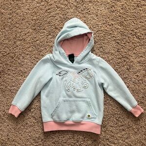 John Deere Light Blue and Pink Kids Horse Hoodie